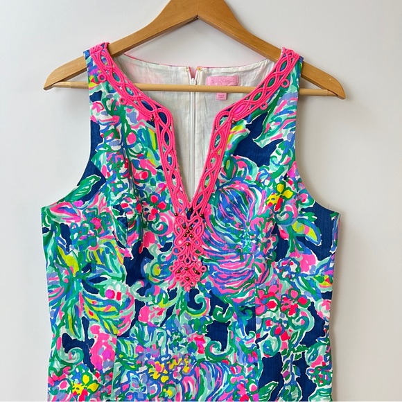 Lilly Pulitzer Escapade Ryder Shift Dress Tropical Green Blue Pink Size 12 - Picture 2 of 12